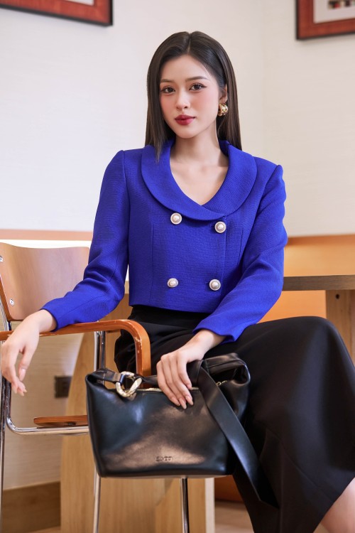 Sixdo Black Woven Pencil Skirt